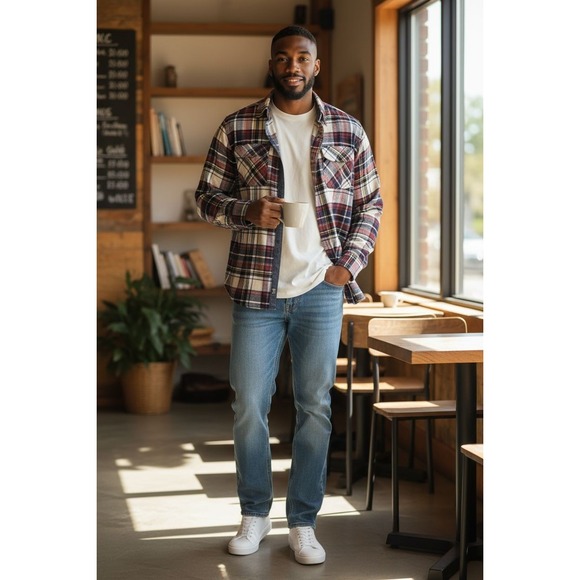 Weatherproof Other - Weatherproof Vintage Men Long Sleeve Cotton bland Plaid Flannel Shirt red SZ XL